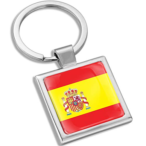 Biomar Labs® Schlüsselanhänger Metall Keyring mit Geschenkbox Autoschlüssel Geschenk Metall-Schlüsselanhänger Schlüsselbund Edelstahl Spanisch Spain Spanien Spanish Flagge Fahne KK 287 von Biomar Labs