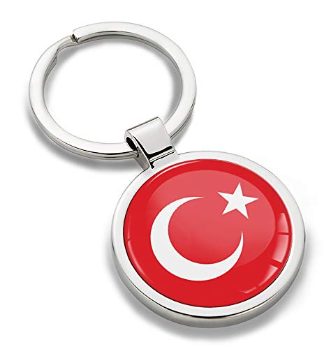 Biomar Labs® Schlüsselanhänger Metall Keyring mit Geschenkbox Autoschlüssel Geschenk Metall-Schlüsselanhänger Schlüsselbund Edelstahl Türkei Turkey Türkisch National Flagge Fahne KK 182 von Biomar Labs