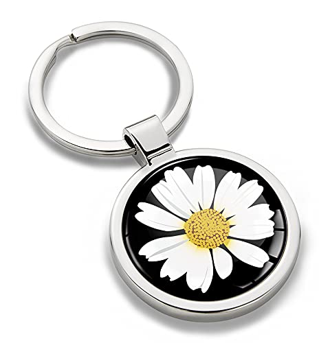 Biomar Labs® Schlüsselanhänger Metall Keyring mit Geschenkbox Autoschlüssel für Damen Herren Gänseblümchen Blume Metall-Schlüsselanhänger Handtasche Schmuck Schlüsselbund Edelstahl KK 206 von Biomar Labs