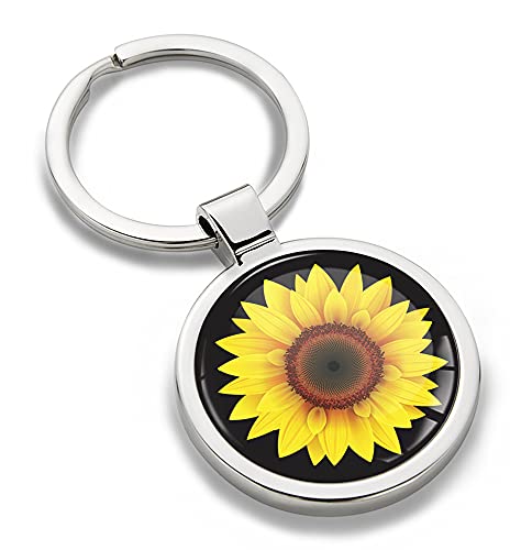 Biomar Labs® Schlüsselanhänger Metall Keyring mit Geschenkbox Autoschlüssel Geschenk für Damen Herren Sonnenblume Blume Metall-Schlüsselanhänger Handtasche Schmuck Schlüsselbund Edelstahl KK 178 von Biomar Labs