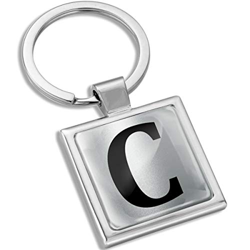 Biomar Labs® Schlüsselanhänger Mit Geschenkbox Buchstabe Metall Keyring Buchstaben Initialen Alphabet Autoschlüssel Geschenk Metall-Schlüsselanhänger Schlüsselbund Edelstahl Silber C, KK 133 von Biomar Labs