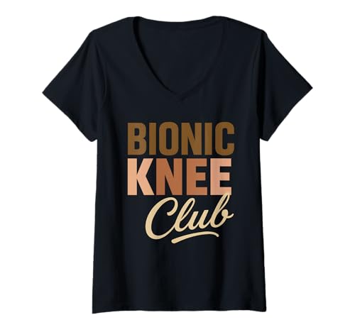 Damen Bionic Knee Club T-Shirt mit V-Ausschnitt Damen Bionic Knee Club T-Shirt mit V-Ausschnitt von Bionic Knee Club Funny Knee Replacement Gifts