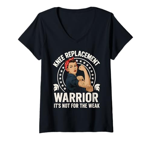 Damen Knee Replacement Warrior It's Not for The Weak T-Shirt mit V-Ausschnitt von Bionic Knee Club Funny Knee Replacement Gifts