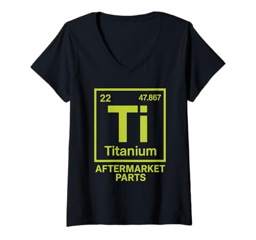 Damen Titan-Aftermarket-Teile T-Shirt mit V-Ausschnitt Damen Titan-Aftermarket-Teile T-Shirt mit V-Ausschnitt von Bionic Knee Club Funny Knee Replacement Gifts