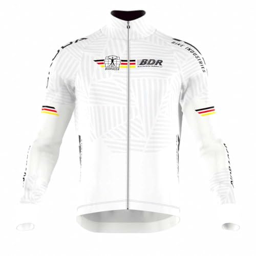 Bioracer Fahrradtrikot Langarm – Offizielles Team BDR – Modell Icon Tempest – Farbe Iconic White – Weiß – Größe S – Fahrradbekleidung für den Radsport von Bioracer