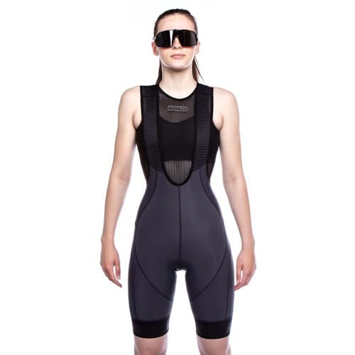 Bioracer Trägerhose Fahrrad Damen Kurz - Modell '2025 Icon' - Grau - S - Fahrradhose, Radsportbekleidung Damen von Bioracer