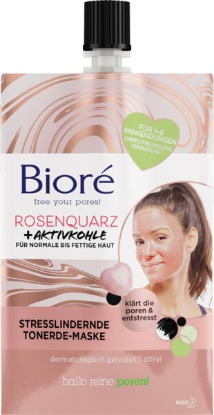 Bioré Rosenquarz & Aktivkohle Stresslindernde Tonerde-Maske 50 ml von Bioré