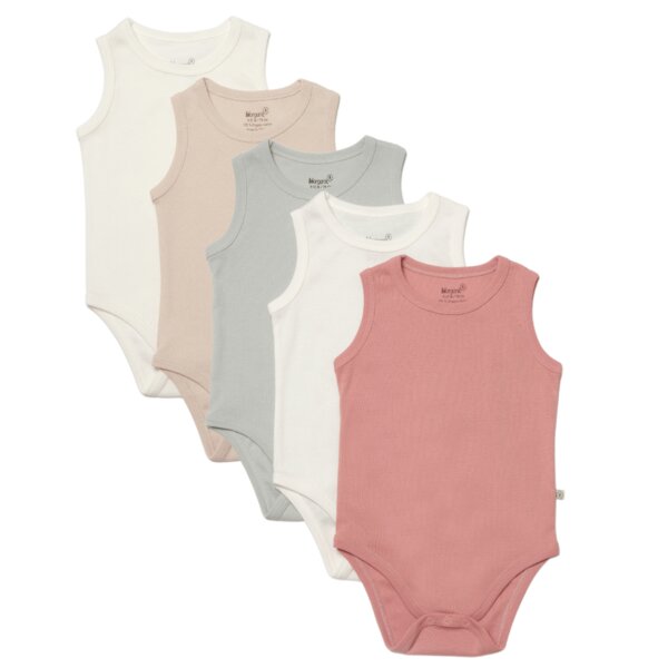 Biorganic 5er-Pack Baby Body Unisex Ärmellos für Jungen und Mädchen, 100% Bio-Baumwolle, GOTS-zertifiziert, mit praktischen Druckknöpfen im Schritt von Biorganic