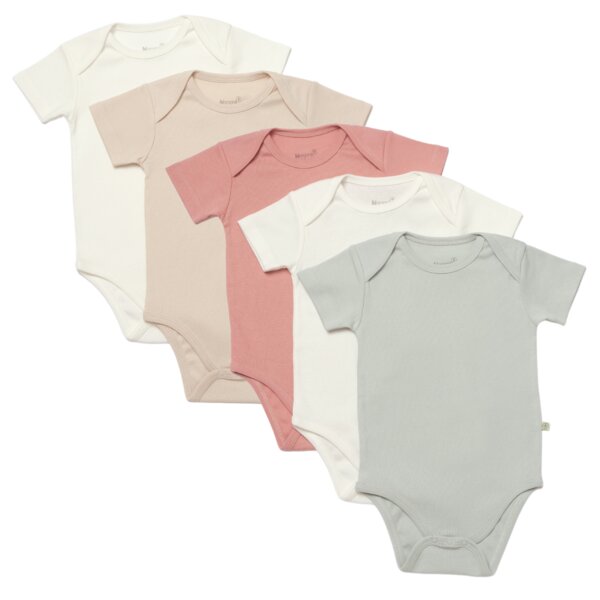 Biorganic 5er-Pack Baby Body Unisex Kurzarm für Jungen und Mädchen, 100% Bio-Baumwolle, GOTS-zertifiziert, mit praktischen Druckknöpfen im Schritt von Biorganic