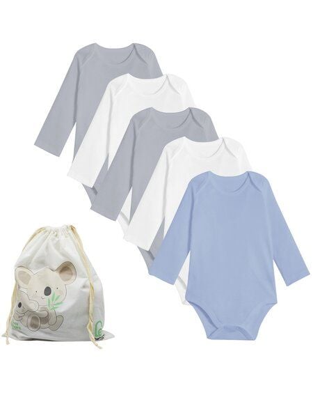 Biorganic 5er-Pack Baby Body Unisex Langarm, GOTS-zertifiziert von Biorganic