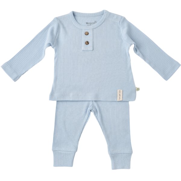 Biorganic Soft Modal Pyjama Set ‒ Langarmshirt & Hose, GOTS, gerippte Textilstruktur von Biorganic