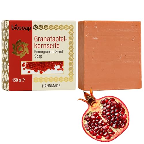 150g Handmade Granatapfelkern-Seife – Handgemacht – Ohne Plastik – Natürliche Pflege für Haut & Körper, Handseife, Gesichtsseife Und Körperseife- Männer Und Frauen (Granatapfelkern-Seife) von Biotama