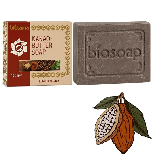 150g Handmade Kakaobutter-Seife mit echter Kakaobutter – Ohne Plastik – Natürliche Pflege für Haut & Körper, Handseife, Gesichtsseife Und Körperseife- Männer Und Frauen (Kakaobutter-Seife) von Biotama