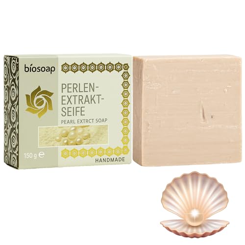 150g Handmade Perlen - Naturseife mit echtem Perlenpulver – Natürliche Pflege für Haut & Körper, Handseife, Gesichtsseife Und Körperseife- Männer Und Frauen (Perlen-Seife) von Biotama