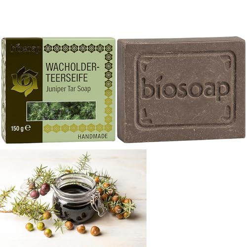 150g Handmade Wacholderteer - Naturseife mit echtem Wacholder - Öl – Natürliche Pflege für Haut & Körper, Handseife, Gesichtsseife Und Körperseife- Männer Und Frauen (Wacholderteer-Seife) von Biotama