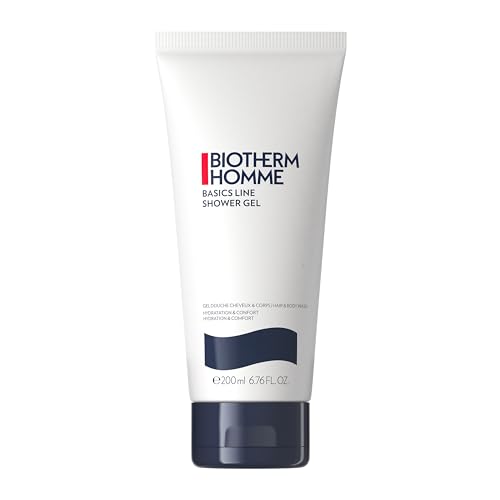 BIOTHERM Homme Basic Shower Gel, erfrischendes Duschgel für Männer, mit Meeresduft, belebendes und revitalisierende Duschseife, alle Hauttypen, für ein frisches Aussehen, Körper & Haare, 200 ml von BIOTHERM