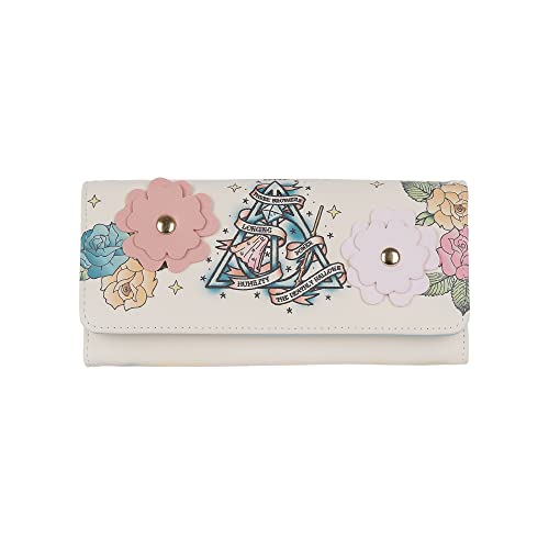 Bioworld Harry Potter Heiligtümer des Todes Floral Tattoo Premium Geldbörse, Cremefarben, Damen Brieftasche mit 3D-Blumenverzierung und Polyurethan-Lining Bioworld Harry Potter Heiligtümer des Todes Floral Tattoo Premium Geldbörse, Cremefarben, Damen Brieftasche mit 3D-Blumenverzierung und Polyurethan-Lining von Bioworld
