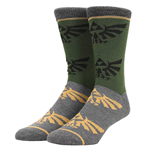 Bioworld Legend of Zelda Triforce Icon on Olive and Grey Herren Casual Crew Socken, Mehrfarbig, Einheitsgröße von Bioworld