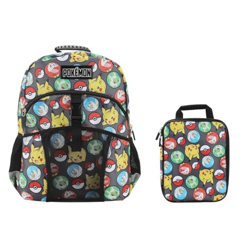 Bioworld Pokemon All-Over Print 2-teiliges 40,6 cm Premium Rucksack & Utility Case Set für Schule und Reisen für Jungen von Bioworld