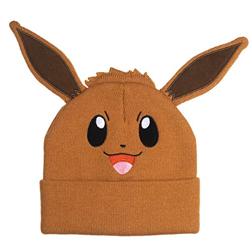 Bioworld Pokemon Eevee Bestickte Beanie-Mütze, Einheitsgröße, lizenziert, Braun, Einheitsgröße von Bioworld