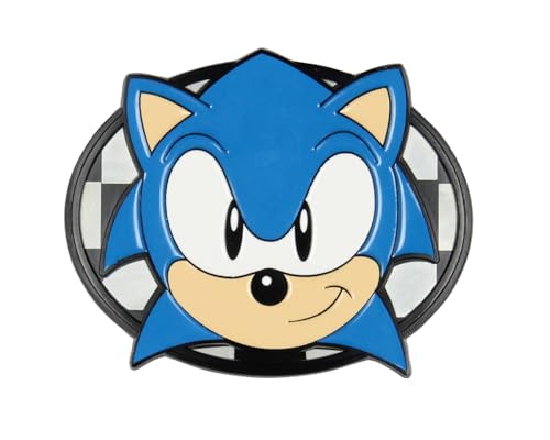 Bioworld Sonic The Hedgehog Gürtelschnalle aus Metall, robust, Sonic-Design, für Erwachsene, Kariertes Sonic, Einheitsgröße von Bioworld