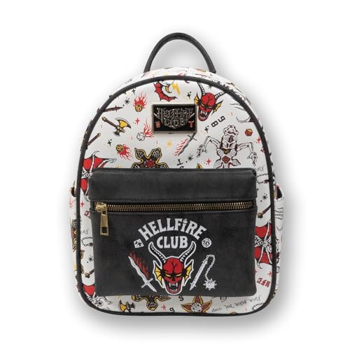 Bioworld Stranger Things Rucksack mit Digitaldruck, Weiß, Hellfire Club Design, multi, One size von Bioworld