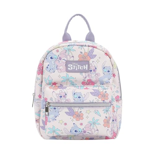 Disney Tropical Stitch And Angel Pink Allover-Print 29,2 cm Mini Rucksack von Bioworld