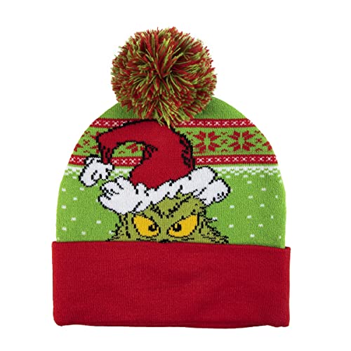 Dr. Seuss The Grinch Who Stole Weihnachtsmütze Peeking Character Pom Beanie Cap Lizenzprodukt von Bioworld