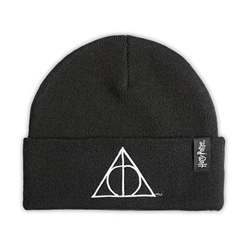 Harry Potter Beanie Schwarz Heiligtümer des Todes Erwachsene bestickt, Schwarz , M/Einheitsgröße von Bioworld
