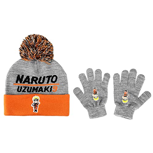 Naruto Shippuden Kinder Strickmanschette Pom Beanie und Handschuh Se von Bioworld