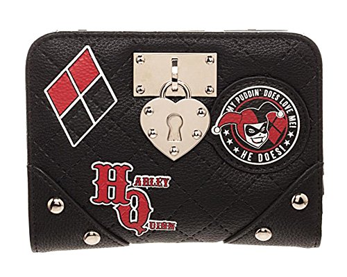 Offizielle DC Comics Damen Harley Quinn Locket Bi-Fold Schwarz Geldbörse Geldbörse von Bioworld