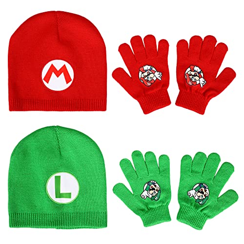 Super Mario Brothers Mario & Luigi Youth 2er-Pack Beanie und Handschuh Set für Kinder von Bioworld