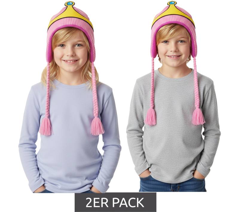 2er Sparpack ADVENTURE TIME Prinzessin Bonnibel Bubblegum Mütze Kinder Beanie mit Zöpfen KC0SXBADV Pink von BioworldMerch