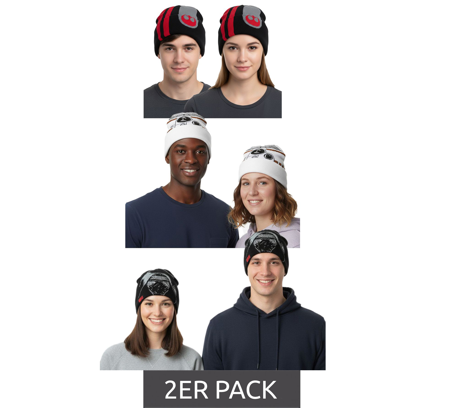 2er Sparpack Star Wars Beanie für Damen oder Herren Strick-Mütze in Einheitsgröße Fan Artikel Winter-Mütze in Schwarz oder Weiß 2er Sparpack Star Wars Beanie für Damen oder Herren Strick-Mütze in Einheitsgröße Fan Artikel Winter-Mütze in Schwarz oder Weiß von BioworldMerch