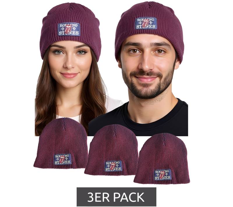 3er Pack Rolling Stones Beanie kuschelige Frühlings-Mütze gemütlicher Strick-Beanie Fan-Artikel KC100589RST Weinrot/Blau 3er Pack Rolling Stones Beanie kuschelige Frühlings-Mütze gemütlicher Strick-Beanie Fan-Artikel KC100589RST Weinrot/Blau von BioworldMerch