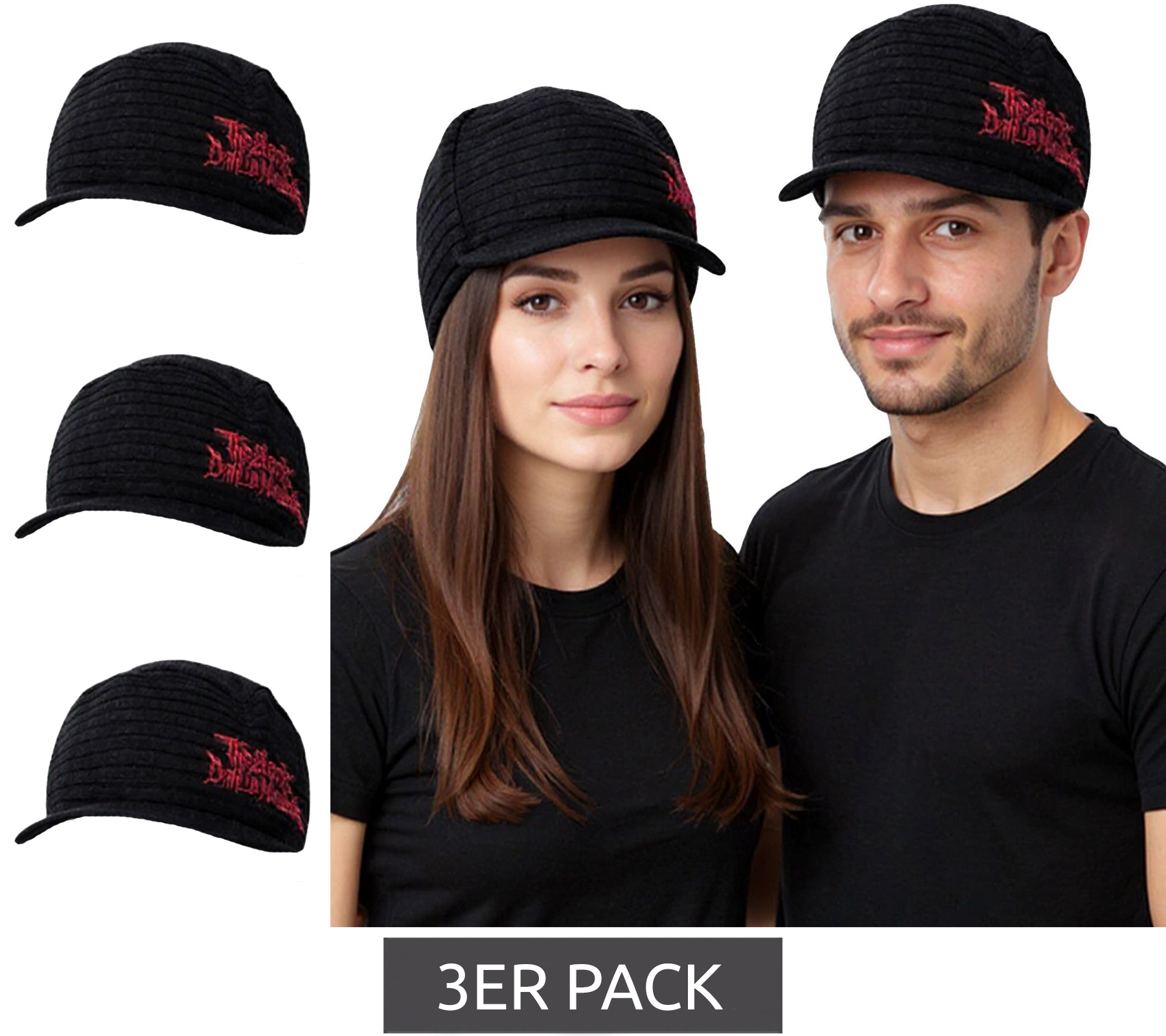 3er Pack The Black Dahlia Murder Unisex Schirm-Mütze mit Logo-Schriftzug Schirm-Beanie Strick-Mütze KC107206BDM Schwarz von BioworldMerch