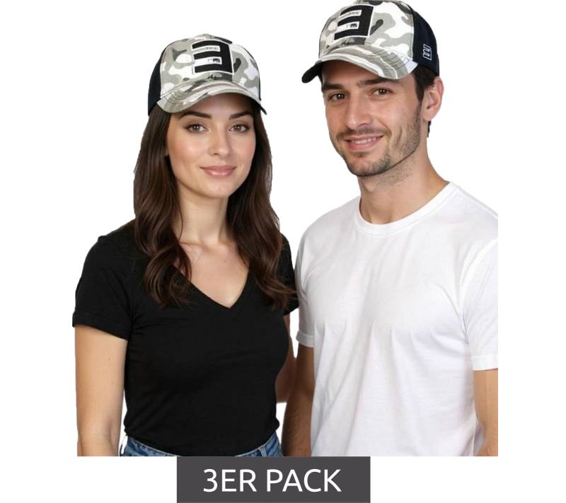 3er Sparpack Eminem Unisex Trucker-Cap mit Logo-Stickerei im Camouflage-Look Baseball-Cap TC102253EMM Schwarz/Weiß/Grau 3er Sparpack Eminem Unisex Trucker-Cap mit Logo-Stickerei im Camouflage-Look Baseball-Cap TC102253EMM Schwarz/Weiß/Grau von BioworldMerch
