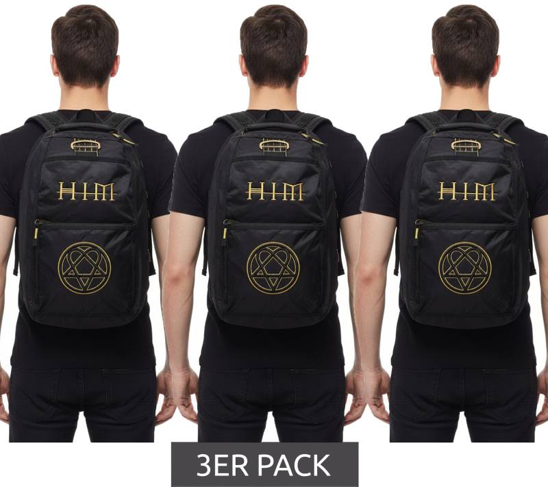 3er Sparpack HIM Rock-Band Rucksack mit großen HIM-Details Tages-Rucksack BP103946HIM Schwarz/Gelb 3er Sparpack HIM Rock-Band Rucksack mit großen HIM-Details Tages-Rucksack BP103946HIM Schwarz/Gelb von BioworldMerch