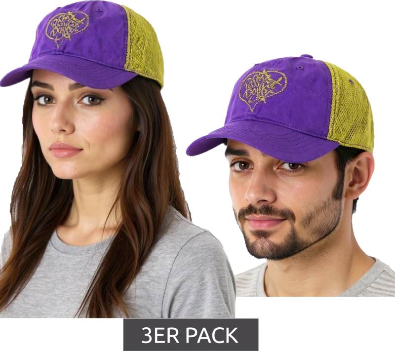 3er Sparpack Pussycat Dolls Unisex Trucker-Cap Baseball-Cap mit atmungsaktiven Mesh-Einsatz Baumwoll-Cap Fan-Mütze TC110470PCD Lila/Gold von BioworldMerch