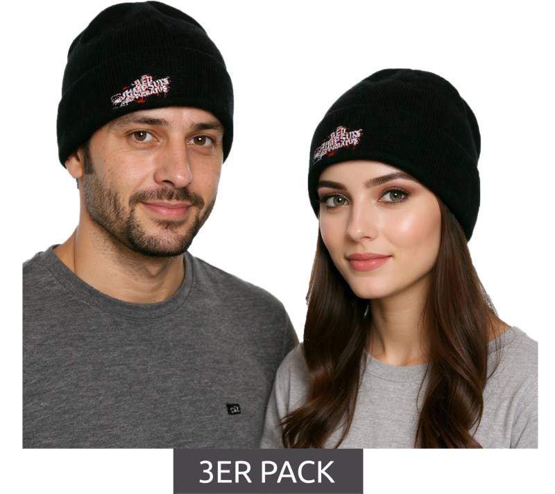 3er Sparpack RED JUMPSUIS APPARATUS Unisex Beanie Baumwoll-Mütze im klassischen Schnitt KC110824RJA Schwarz/Rot/Weiß von BioworldMerch