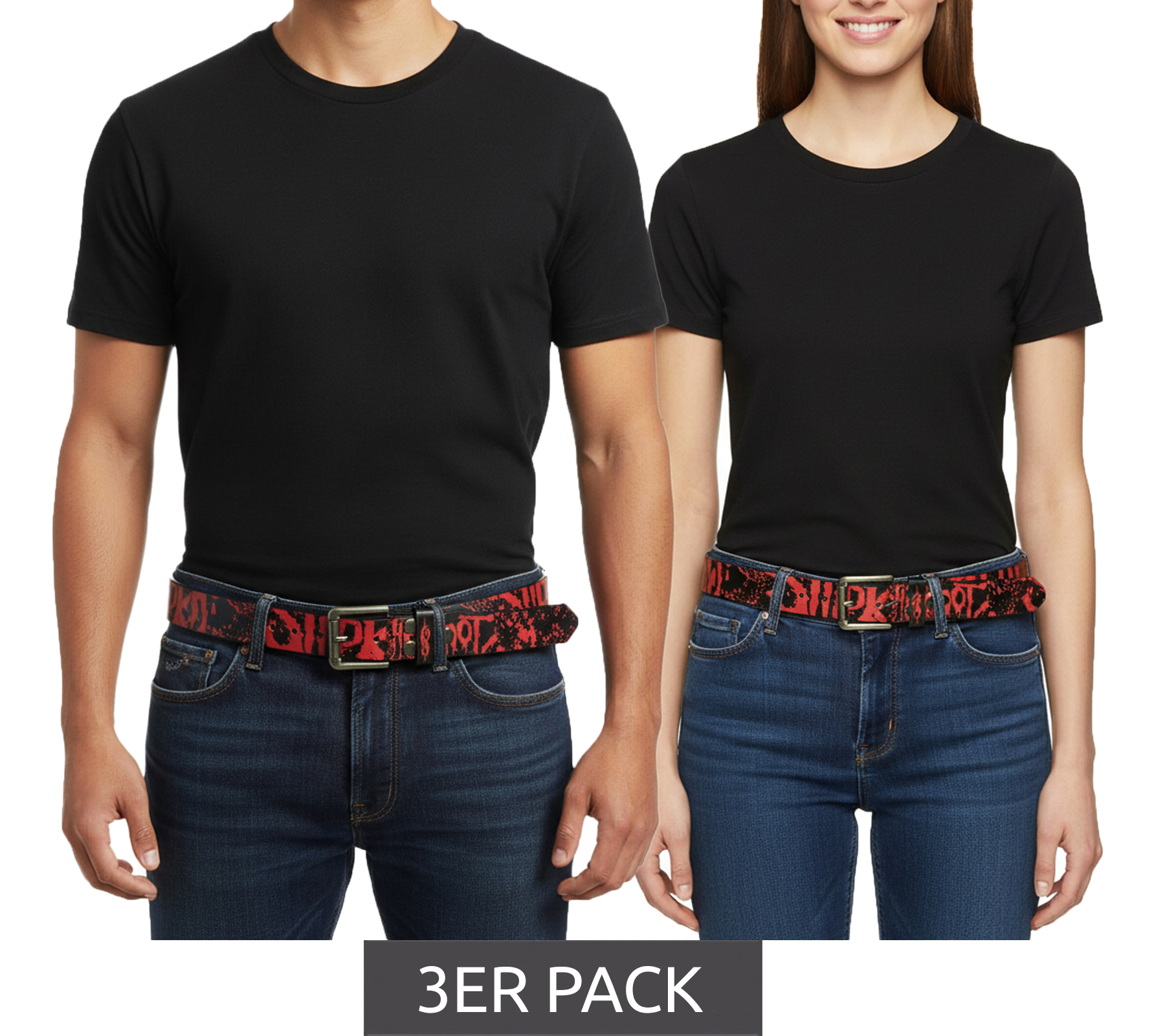 3er Sparpack Slipknot Gürtel der Metal-Band für Damen oder Herren Einheitsgröße 95cm verstellbarer Freizeit-Gürtel BT105771SLP Schwarz/Rot 3er Sparpack Slipknot Gürtel der Metal-Band für Damen oder Herren Einheitsgröße 95cm verstellbarer Freizeit-Gürtel BT105771SLP Schwarz/Rot von BioworldMerch