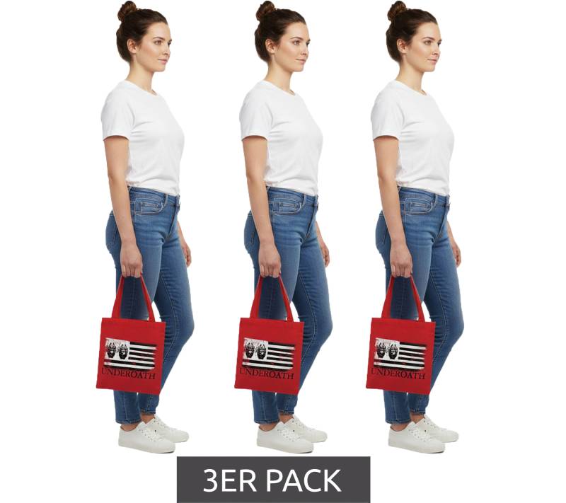 3er Sparpack Underoath Metalcore-Band Umhänge-Tasche stylische Einkaufstasche Fan-Artikel 31 x 33 x 3 cm LB1071901UND Rot/Schwarz/Weiß von BioworldMerch