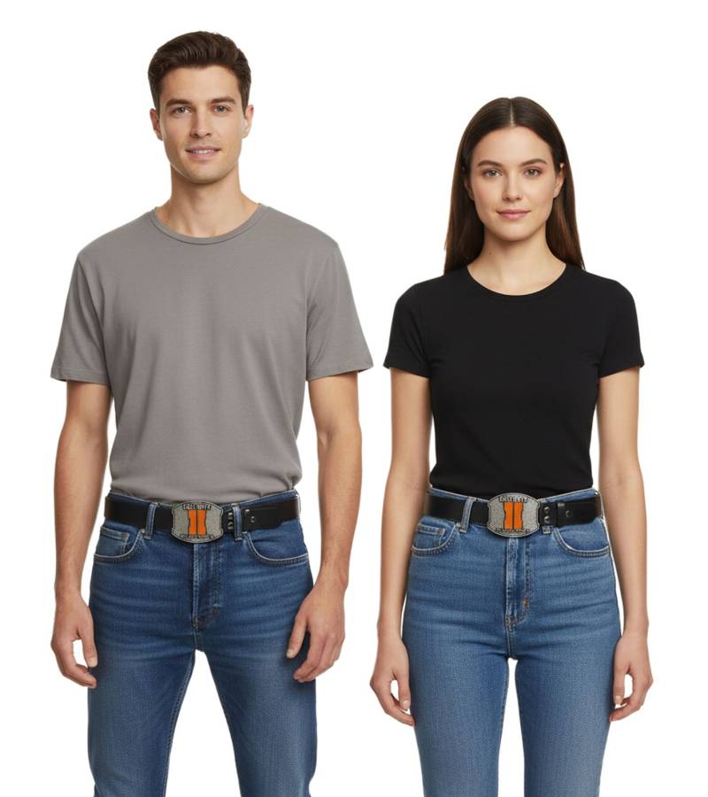 Call of Duty Black Ops II Gürtel für Damen oder Herren Leder-Gürtel mit Logo-Schnalle Freizeit-Gürtel Schwarz von BioworldMerch