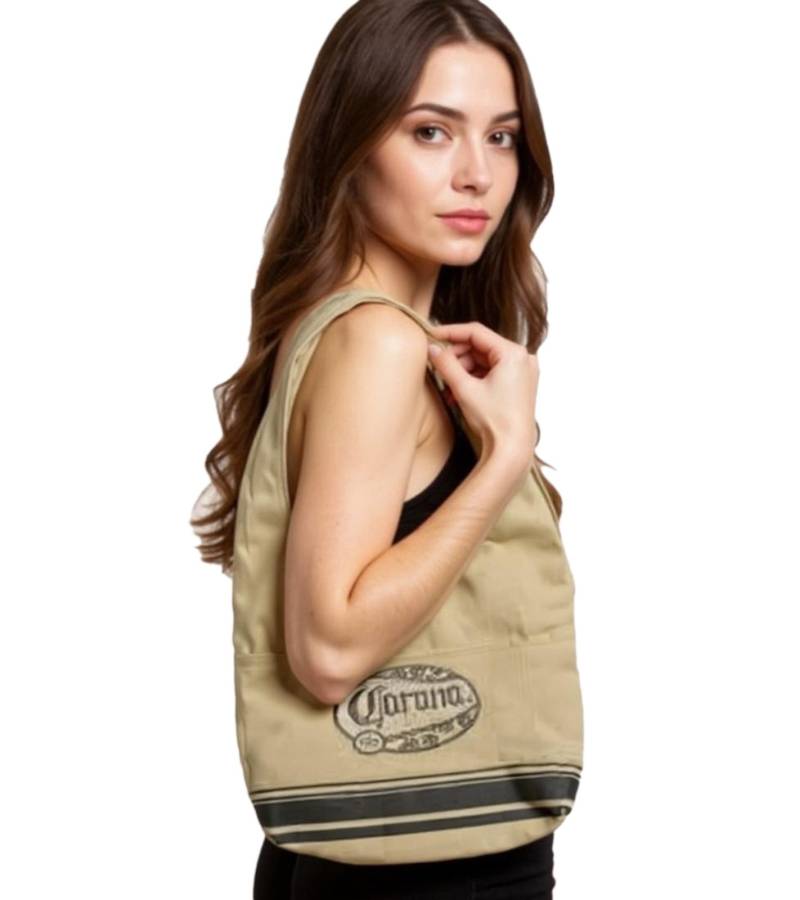 Corona Bier Canvas Schulter-Tasche kleiner Shopper Fan-Artikel Canvas Tasche 48x25 cm Beige/Braun von BioworldMerch