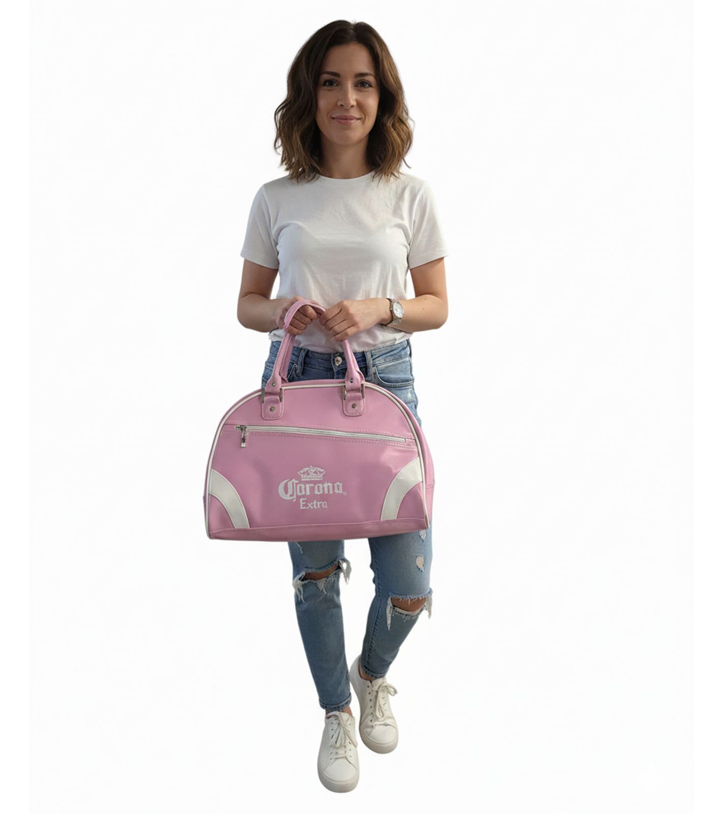 Corona Bier Bowling Bag Damen Handtasche Schulter-Tasche mit Logoschriftzug 38 x 26 x 14 cm Rosa von BioworldMerch