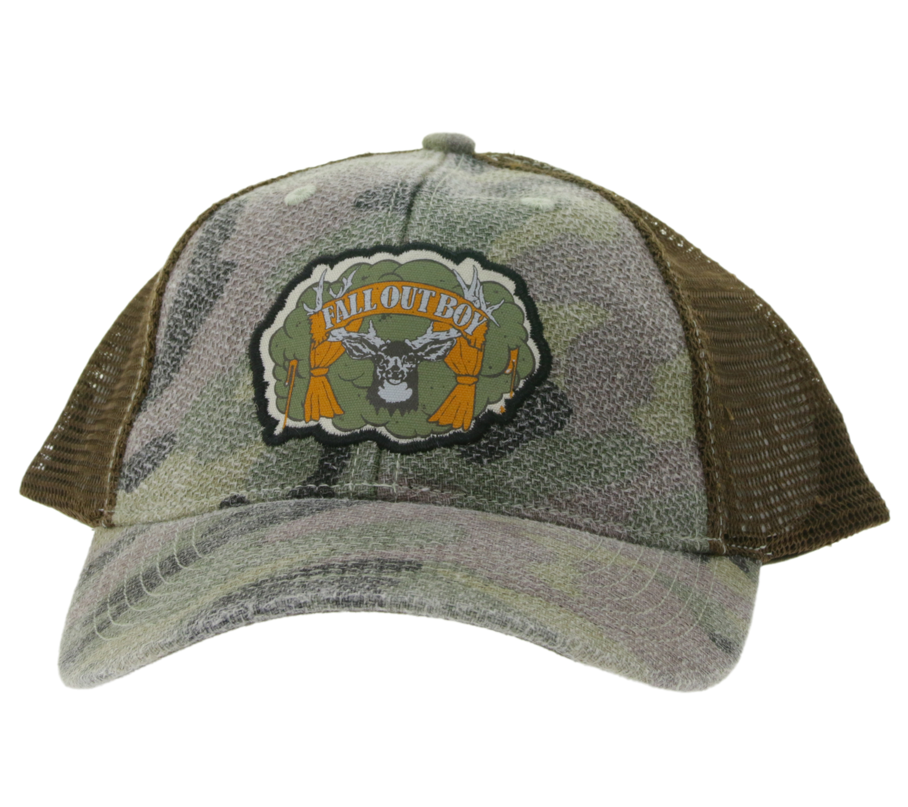 FALL OUT BOY alternative Rockband Baseball-Cap mit Logo Stickerei Trucker-Cap Camouflage TC104185FOB Grün/Braun FALL OUT BOY alternative Rockband Baseball-Cap mit Logo Stickerei Trucker-Cap Camouflage TC104185FOB Grün/Braun von BioworldMerch