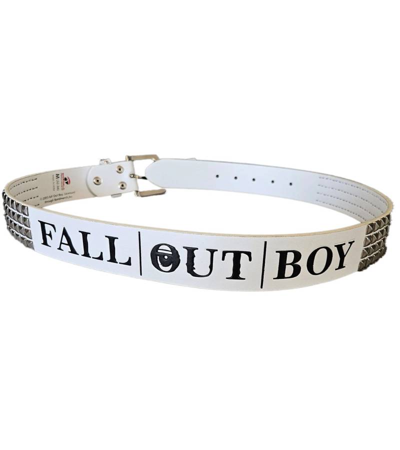 Fall out Boy Gürtel mit Logo-Schriftzug verstellbarer Freizeit-Gürtel BT104184FOB4 Weiß von BioworldMerch