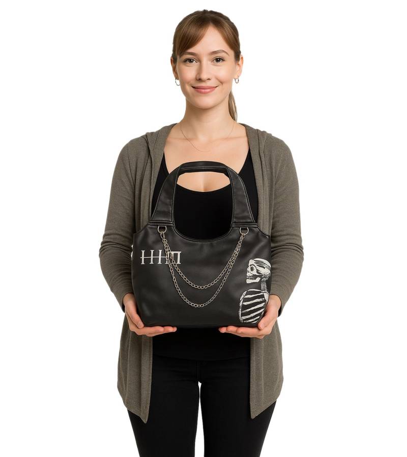 HIM Punkrock-Band Schulter-Tasche Damen Handtasche mit breitem Riemen 23x13x10,5cm LB103930HIM0 Schwarz/Grau von BioworldMerch
