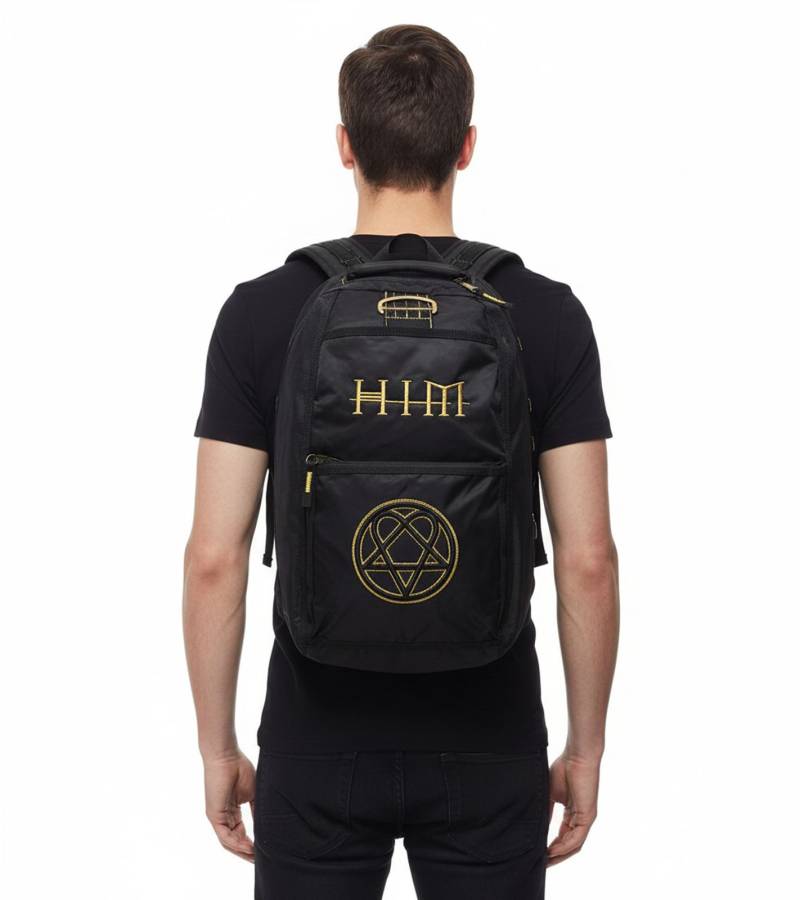 HIM Rock-Band Rucksack mit großen HIM-Details Tages-Rucksack BP103946HIM Schwarz/Gelb HIM Rock-Band Rucksack mit großen HIM-Details Tages-Rucksack BP103946HIM Schwarz/Gelb von BioworldMerch