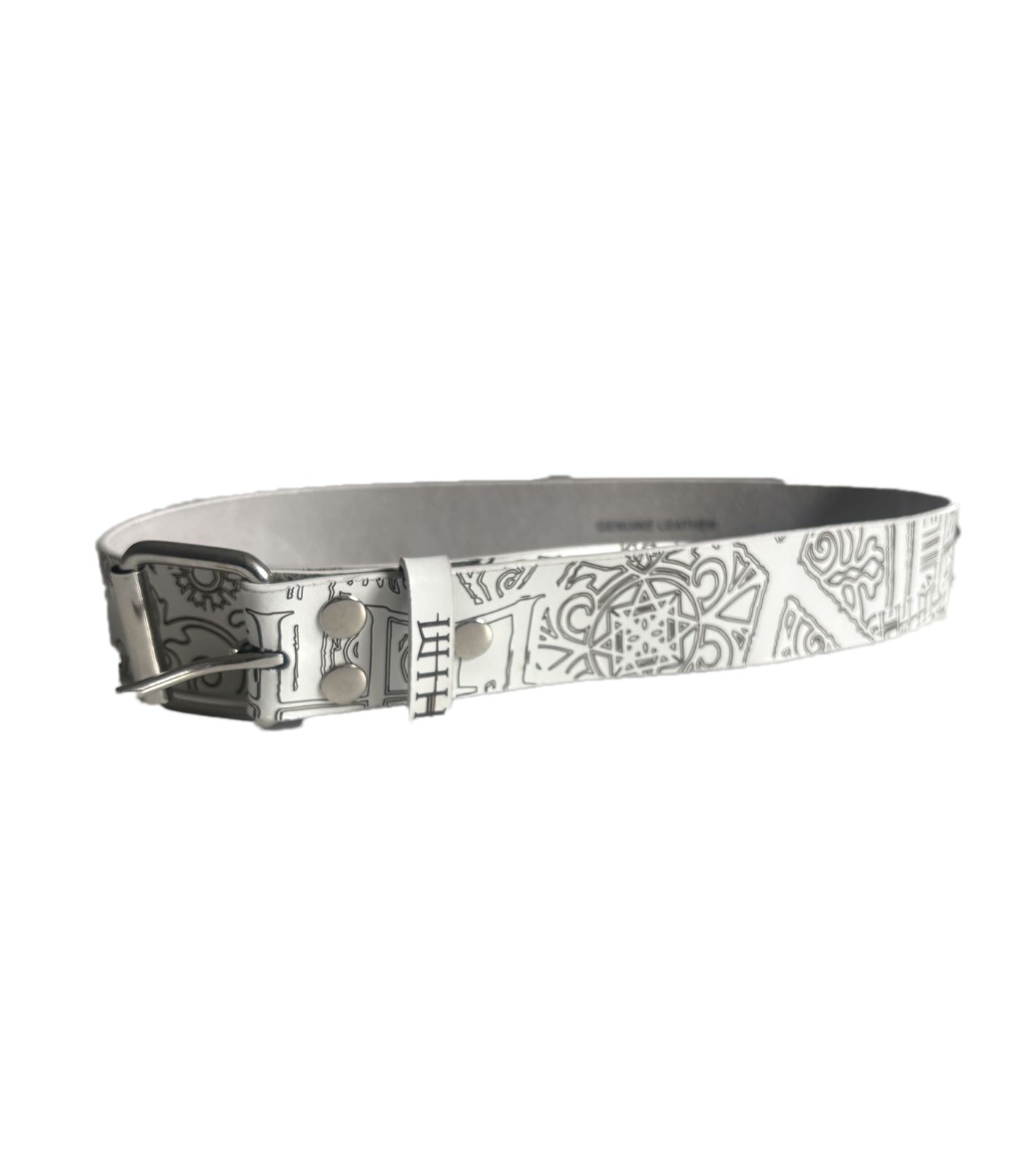 HIM Rockband Gürtel für Damen Einheitsgröße 100cm Echtleder-Gürtel mit durchgehendem Muster BT106248HIM3 Weiß/Schwarz von BioworldMerch